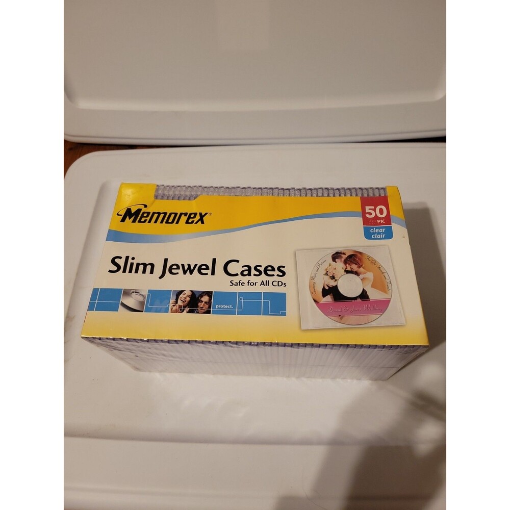 New Memorex Slim Clear CD/DVD 5mm 50 Pack Jewel Cases NOS High Impact
